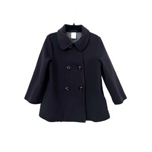 Gymboree Girls Black Peacoat Jacket XS (4) Button Front Classic Coat Pockets 4T